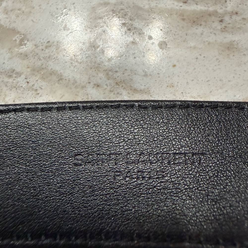 YSL | Cintura Box Monogram Leather Belt | Nero/Gold | Size: 90 (36") - Picture 15 of 15